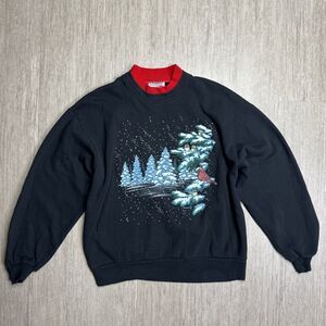 Black Sweatshirt with Winter Scene Design